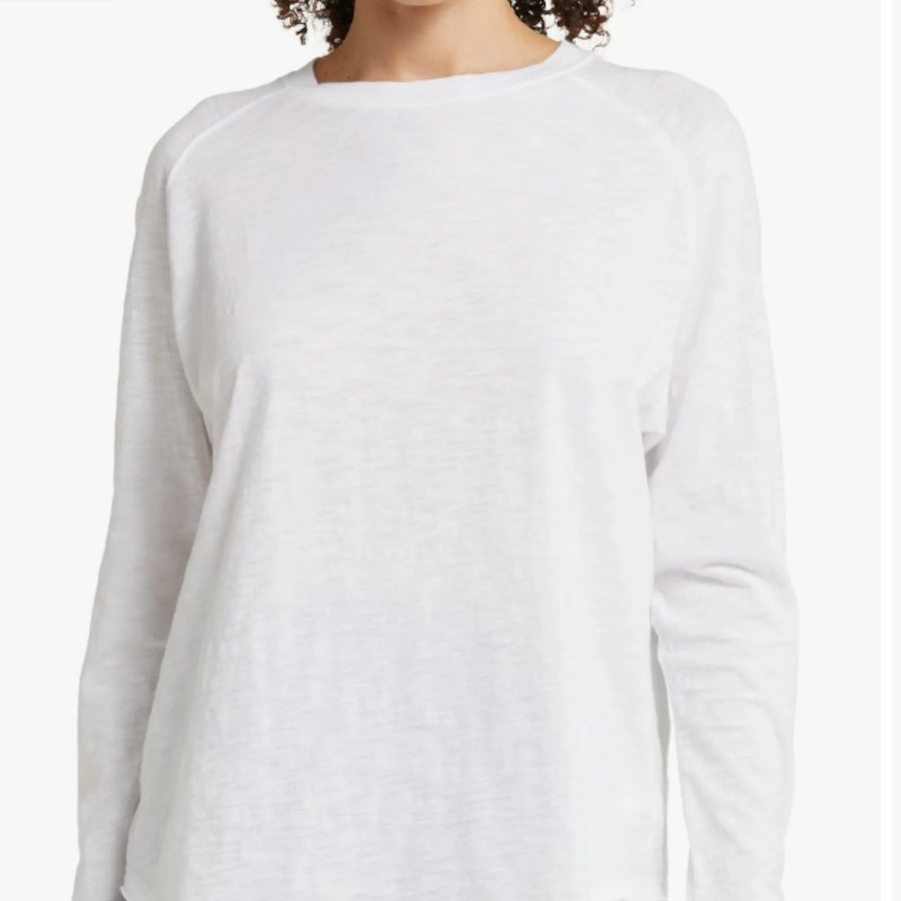 Zella Relaxed Long Sleeve Slub Jersey T-Shirt sz L